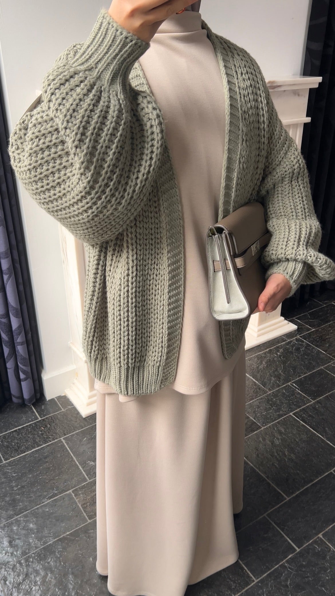 KNIT CARDIGAN SAGE GREEN