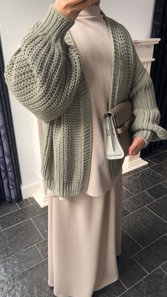 KNIT CARDIGAN SAGE GREEN