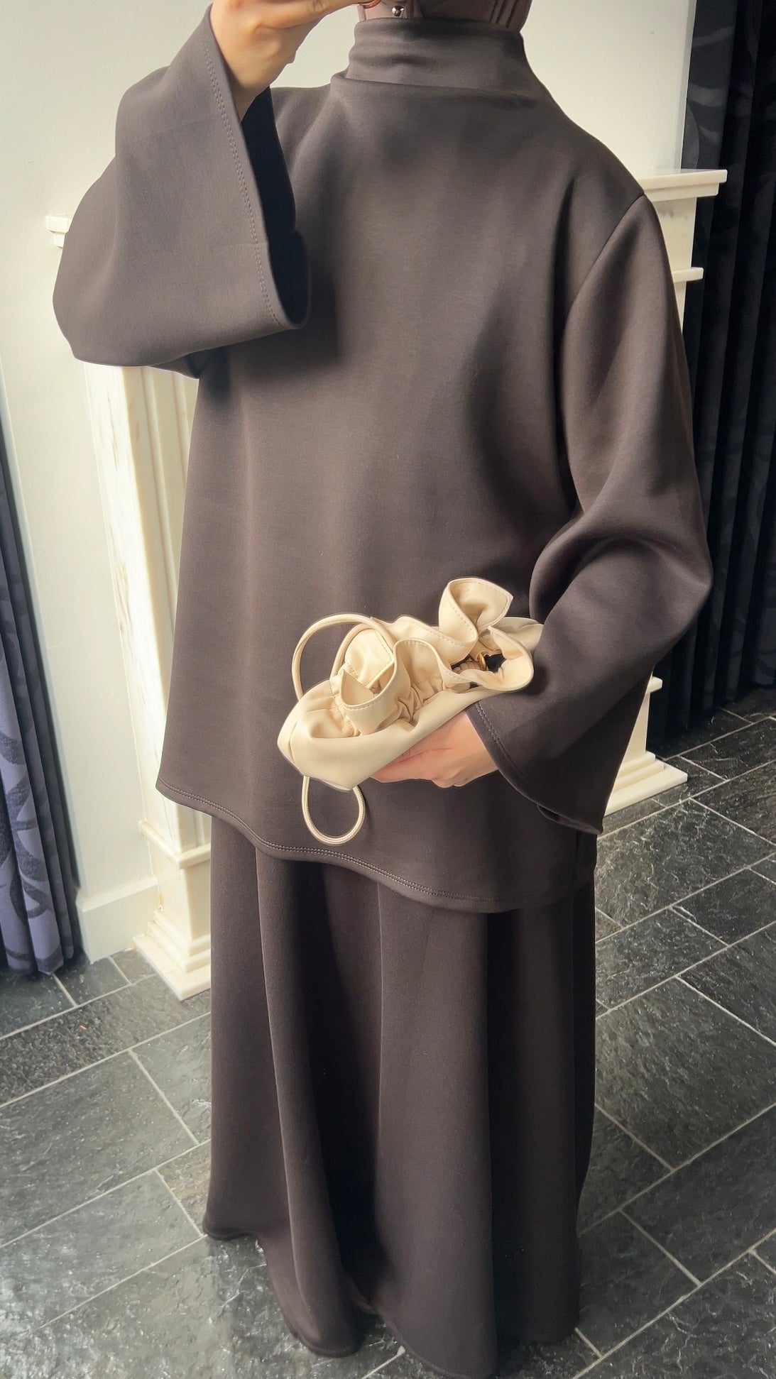 DARK BROWN BUTTER SET LONG