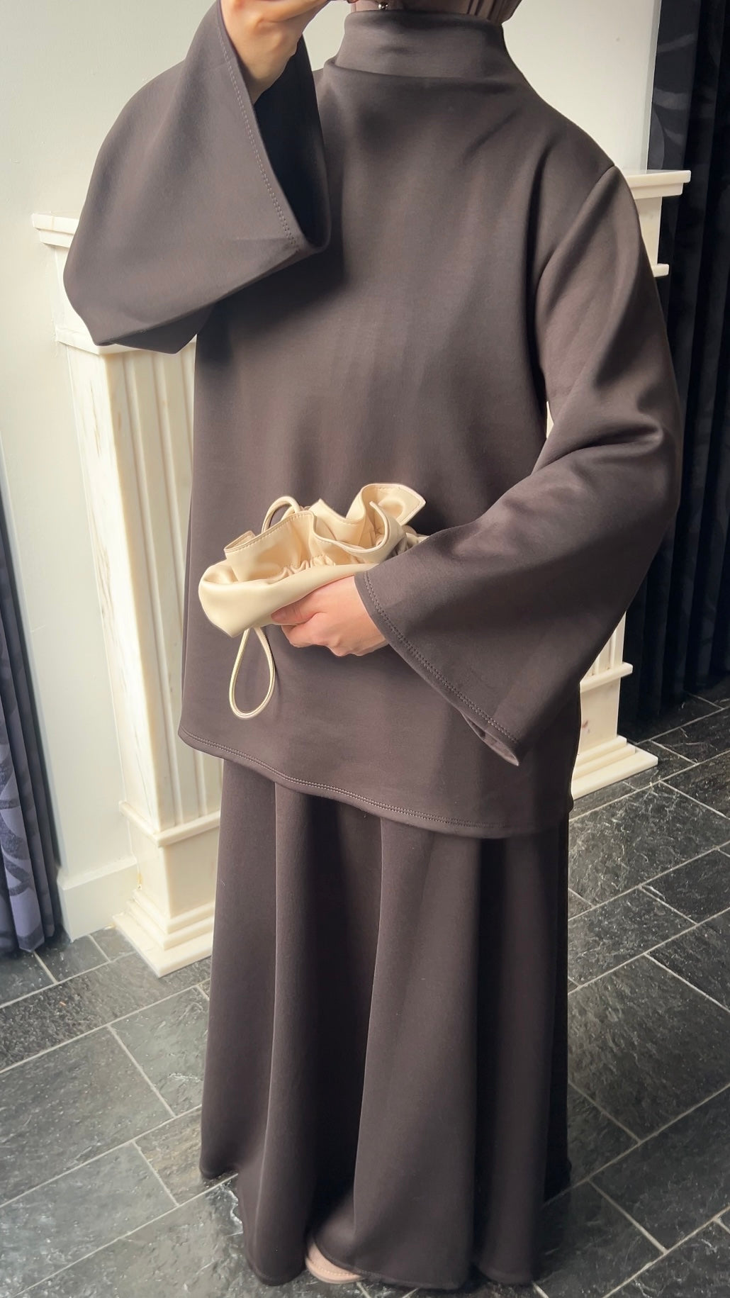 DARK BROWN BUTTER SET LONG