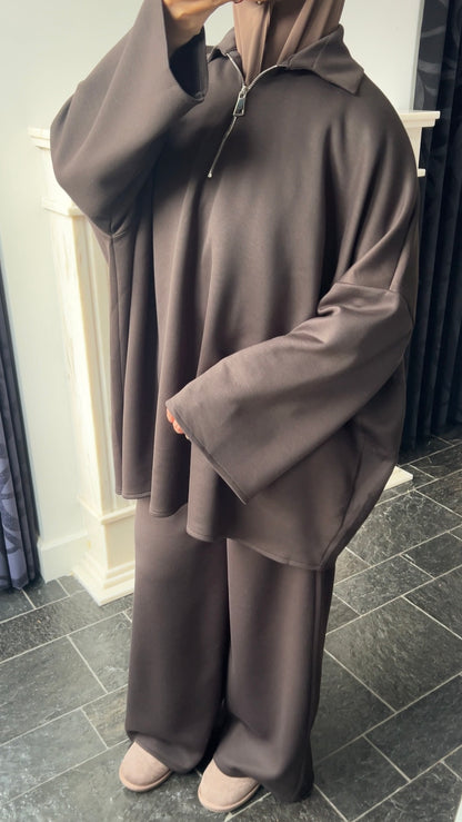 DARK BROWN ZIP SET