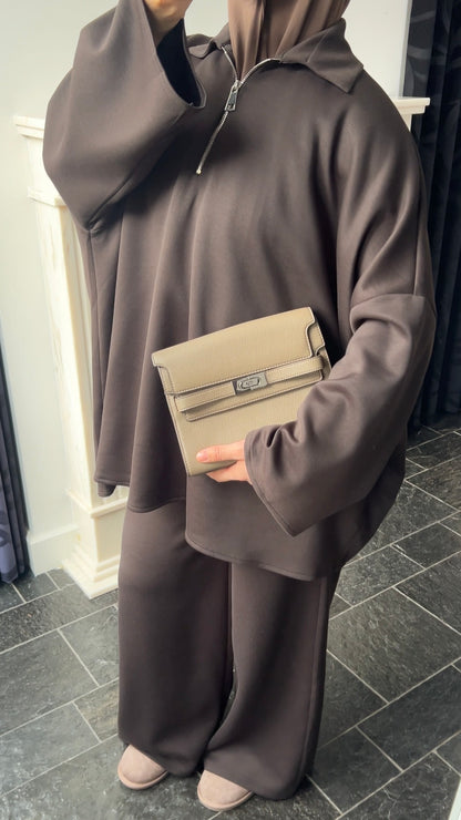 DARK BROWN ZIP SET