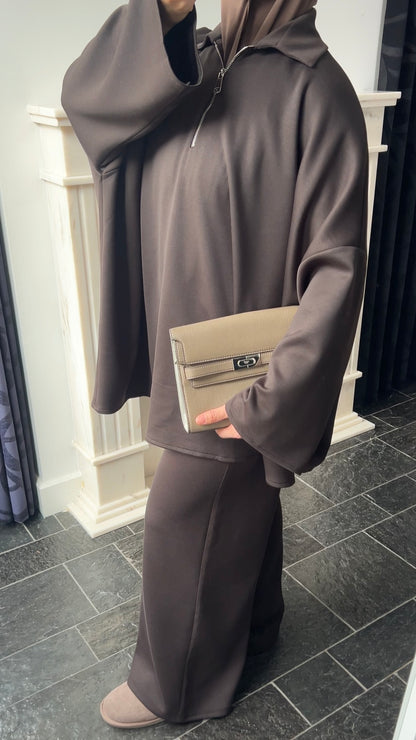 DARK BROWN ZIP SET
