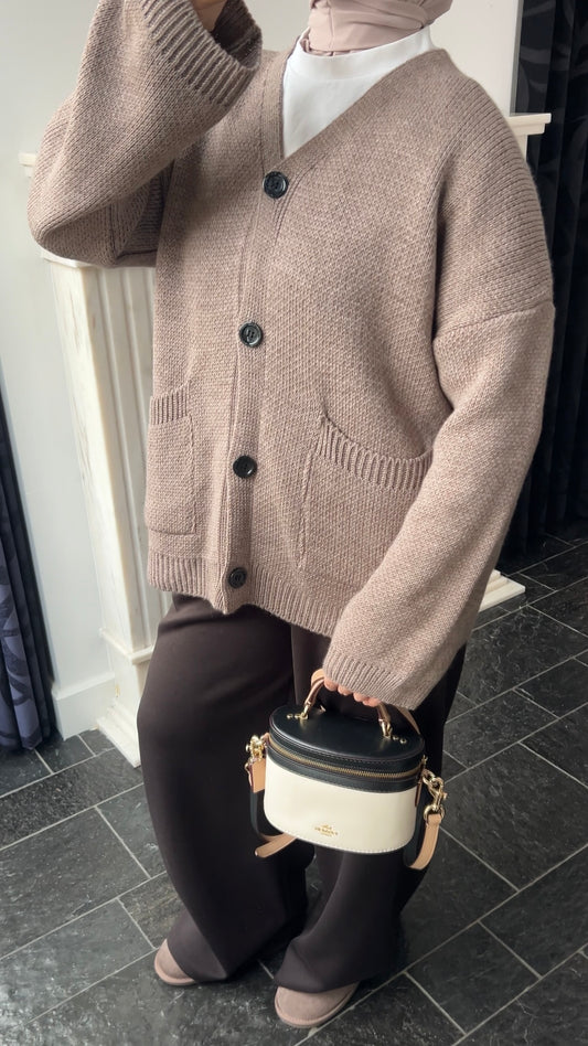 BUTTON CARDIGAN TAUPE
