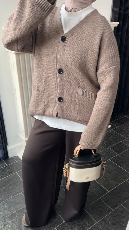 BUTTON CARDIGAN TAUPE
