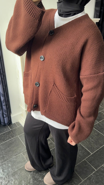 BUTTON CARDIGAN CHOCO