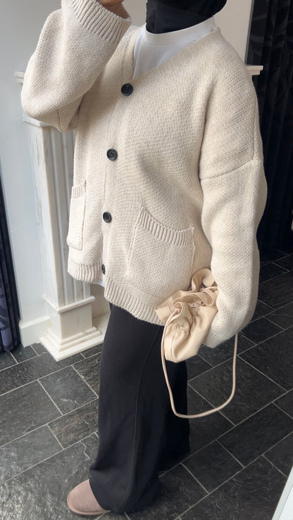 BUTTON CARDIGAN BEIGE