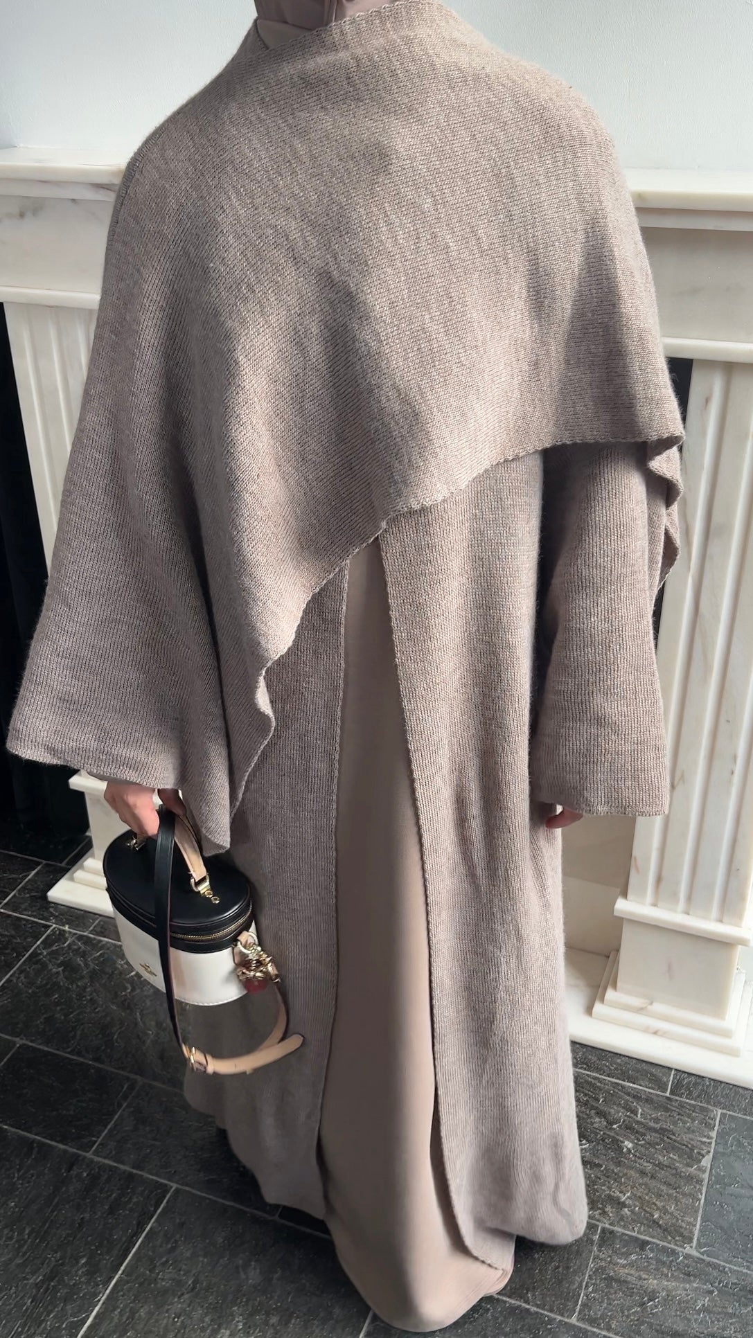 SCARF PONCHO ABAYA TAUPE