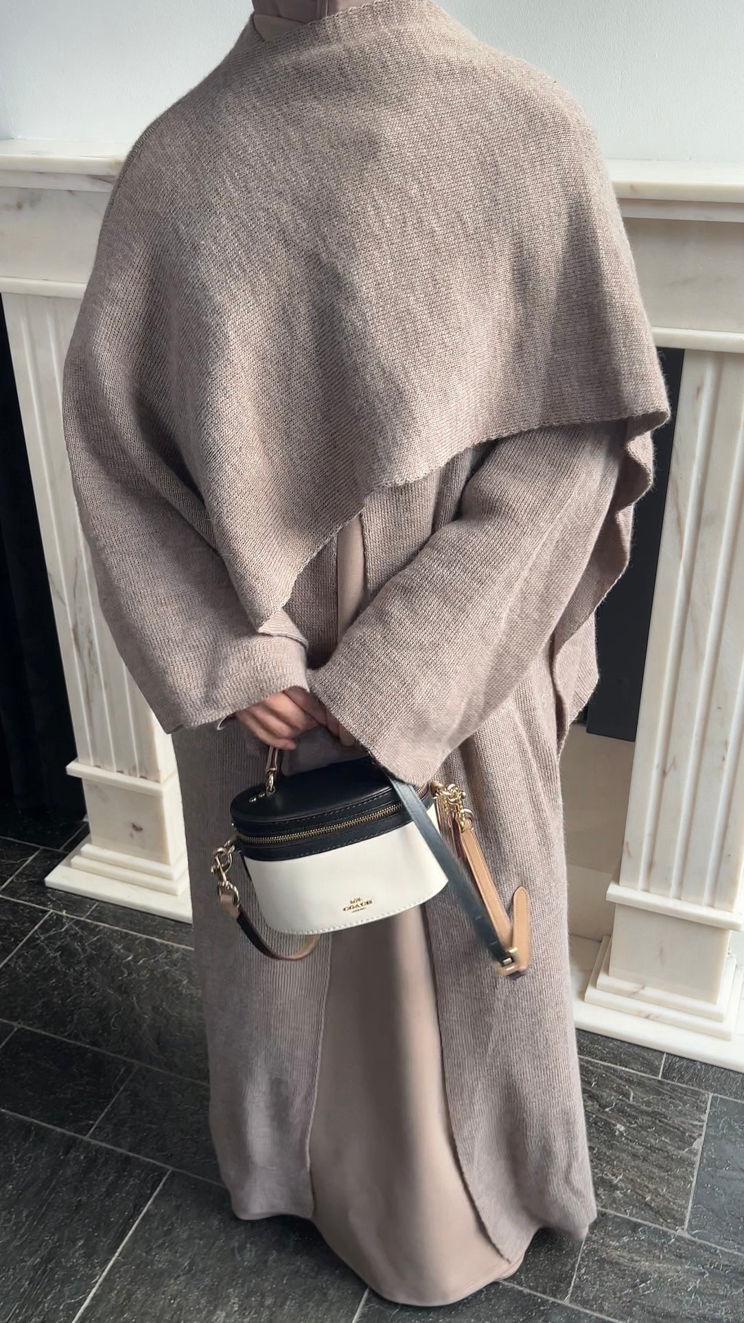 SCARF PONCHO ABAYA TAUPE