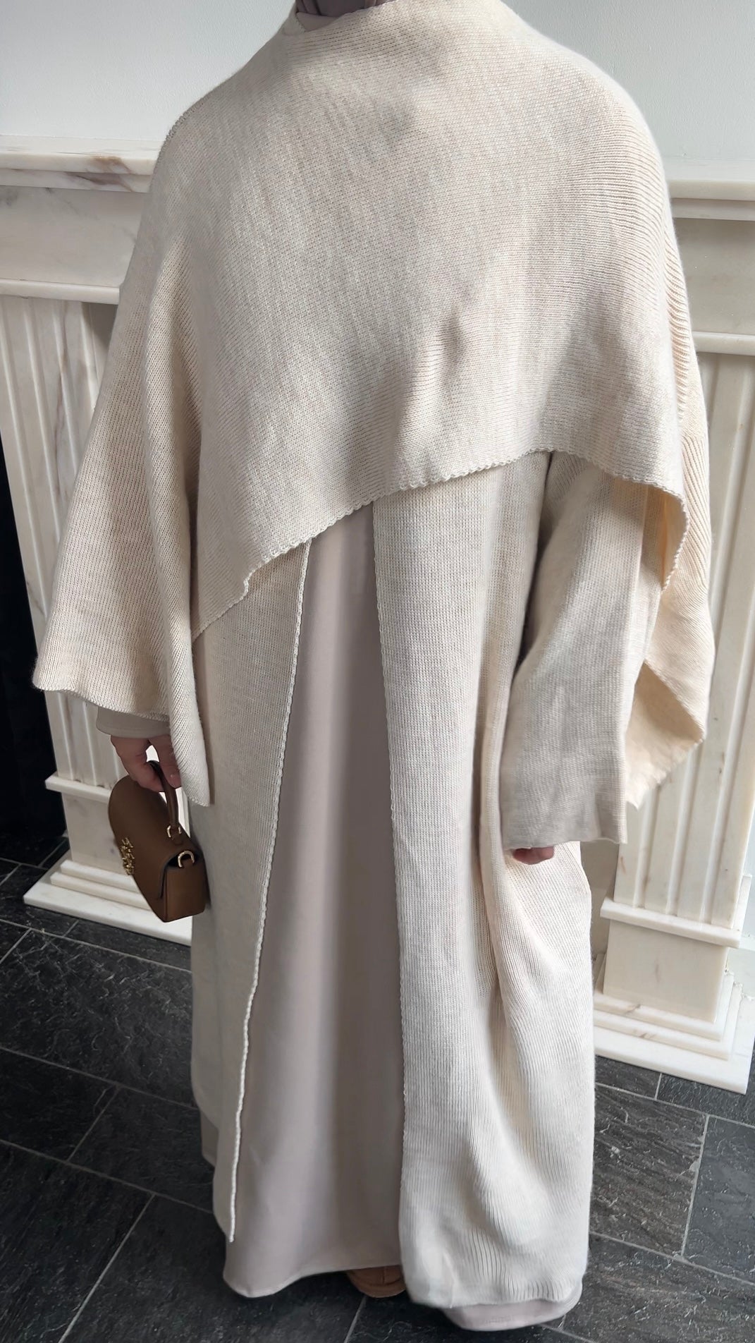 SCARF PONCHO ABAYA BEIGE
