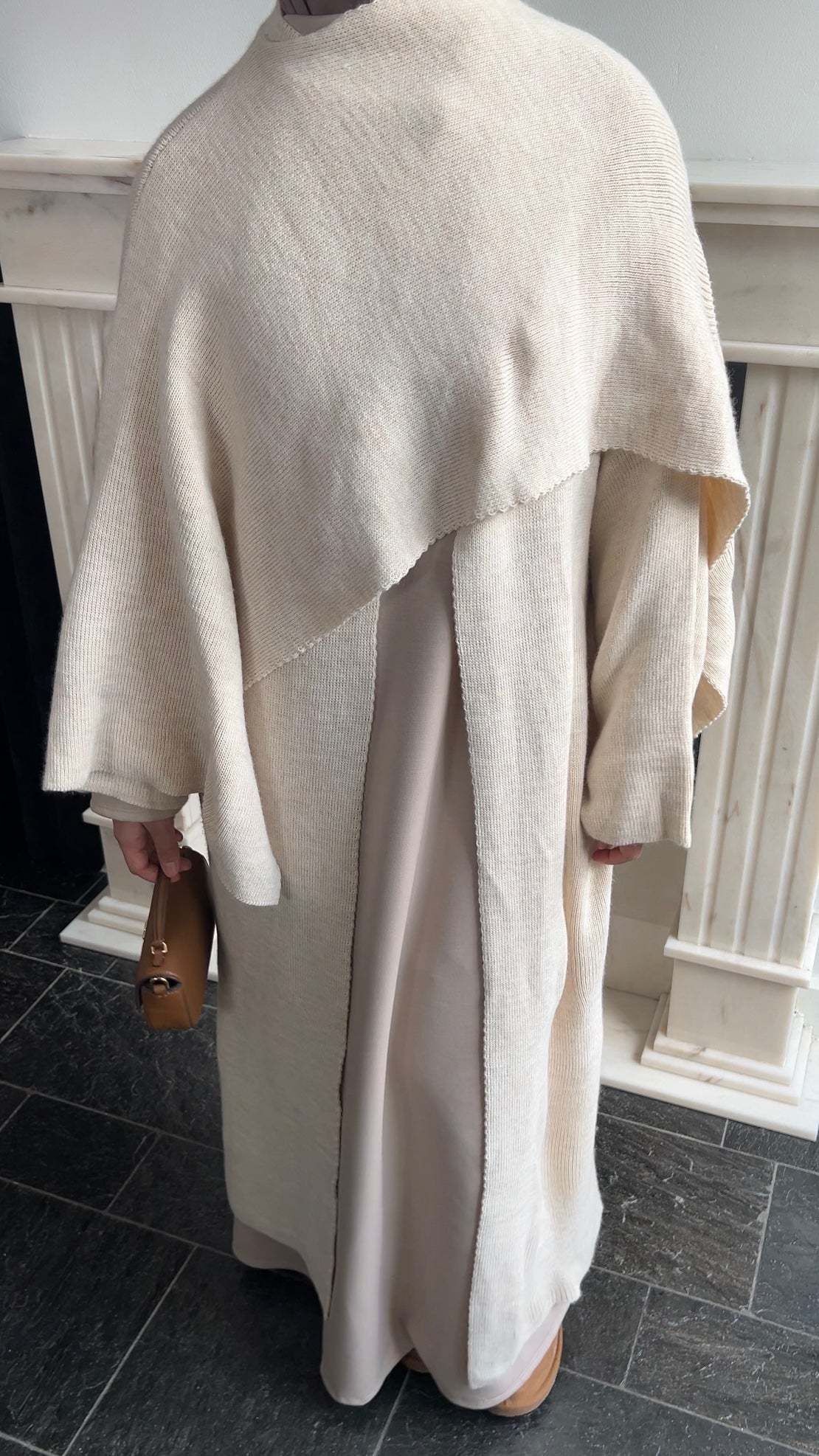 SCARF PONCHO ABAYA BEIGE