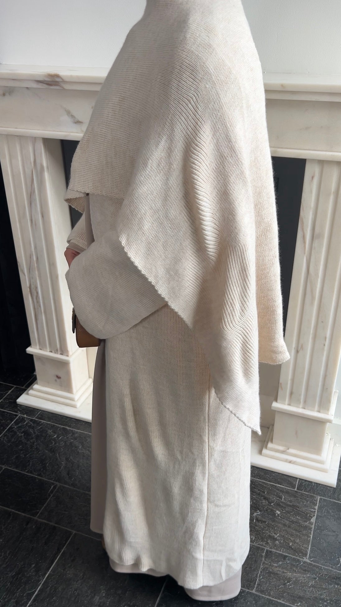 SCARF PONCHO ABAYA BEIGE