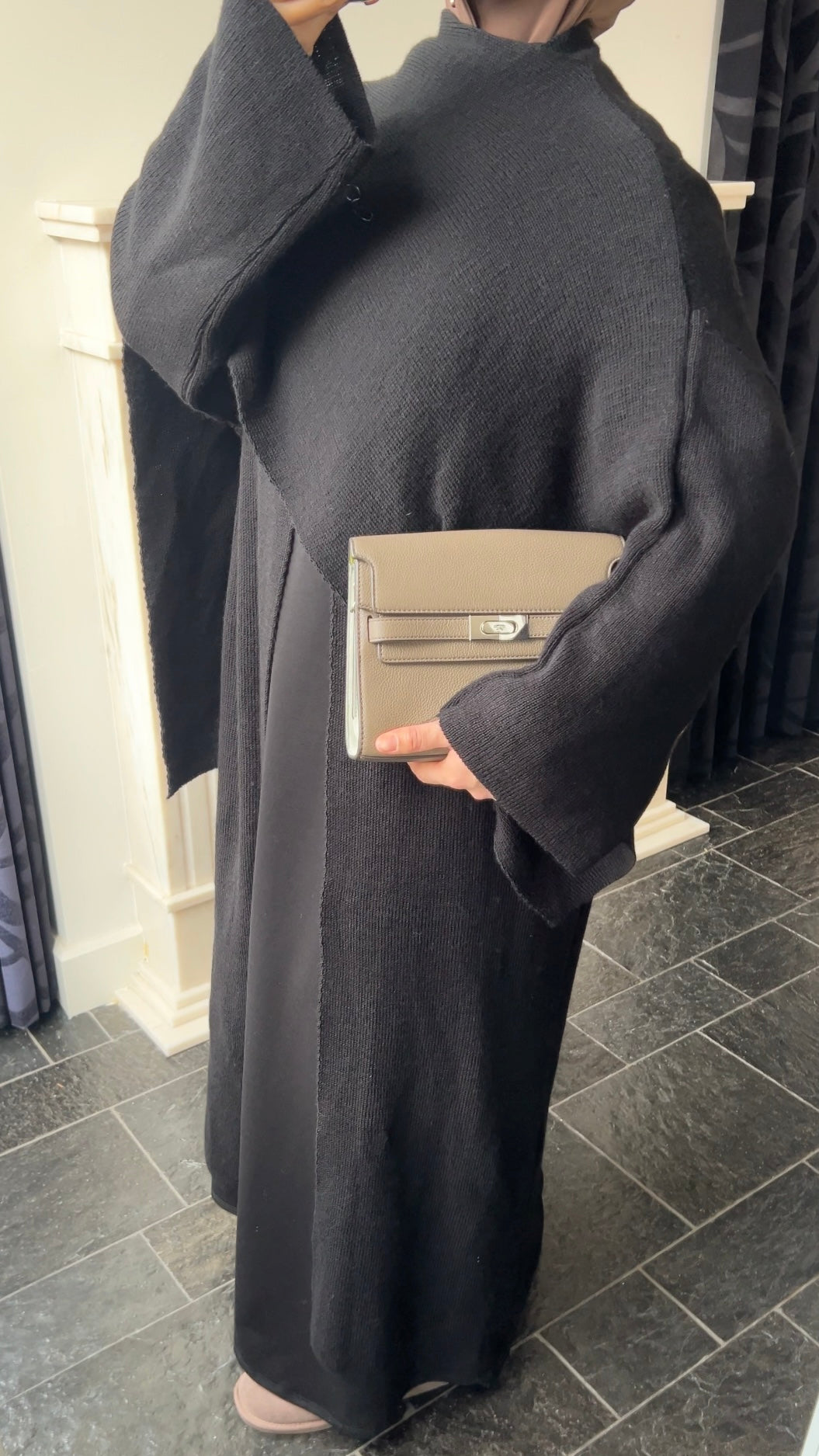 SCARF PONCHO ABAYA BLACK