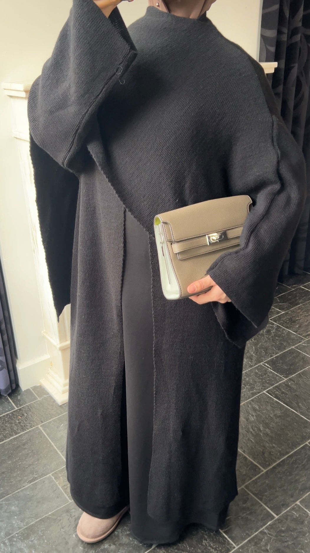 SCARF PONCHO ABAYA BLACK