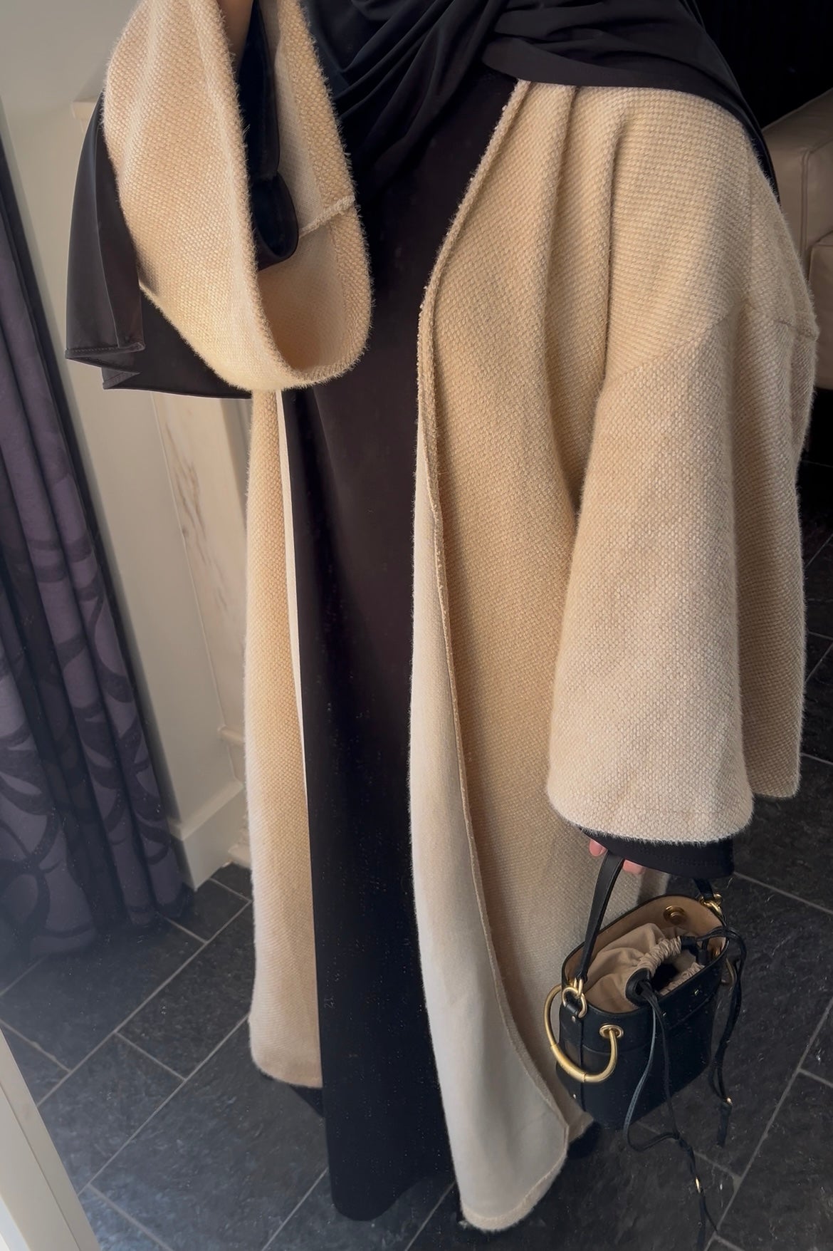 CAMEL TEDDY ABAYA COAT