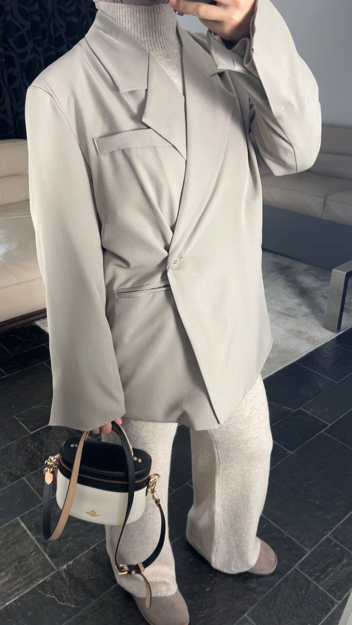 TAUPE BUTTON BLAZER