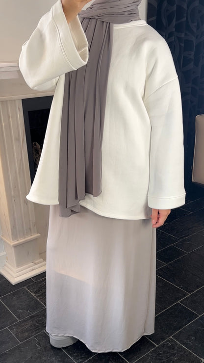 WHITE KEEP ME WARM SWEATER