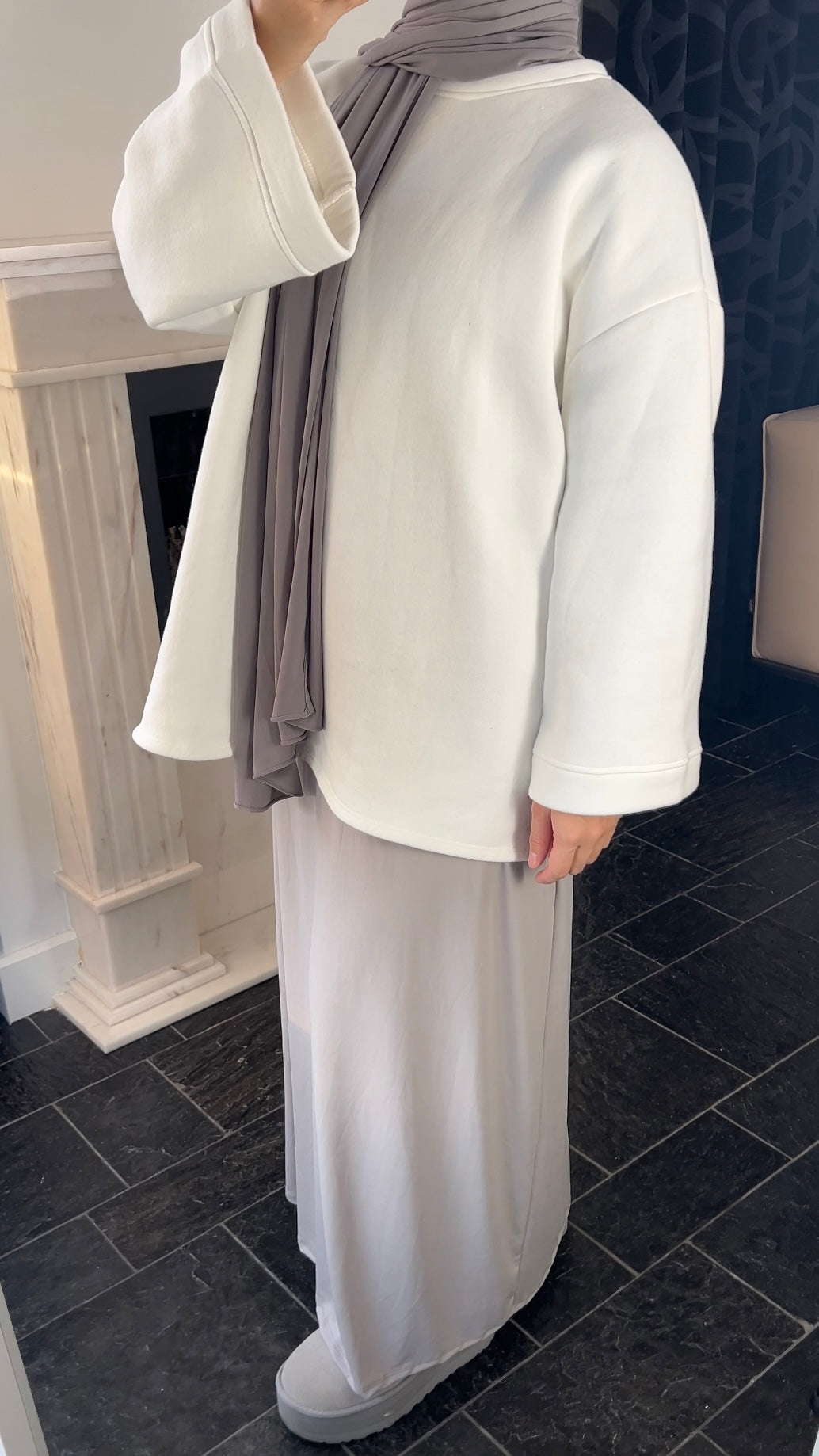 WHITE KEEP ME WARM SWEATER