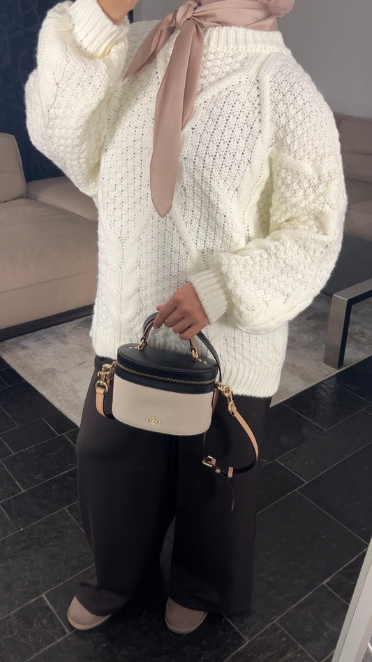 OFF-WHITE CABLE KNIT SWEATER