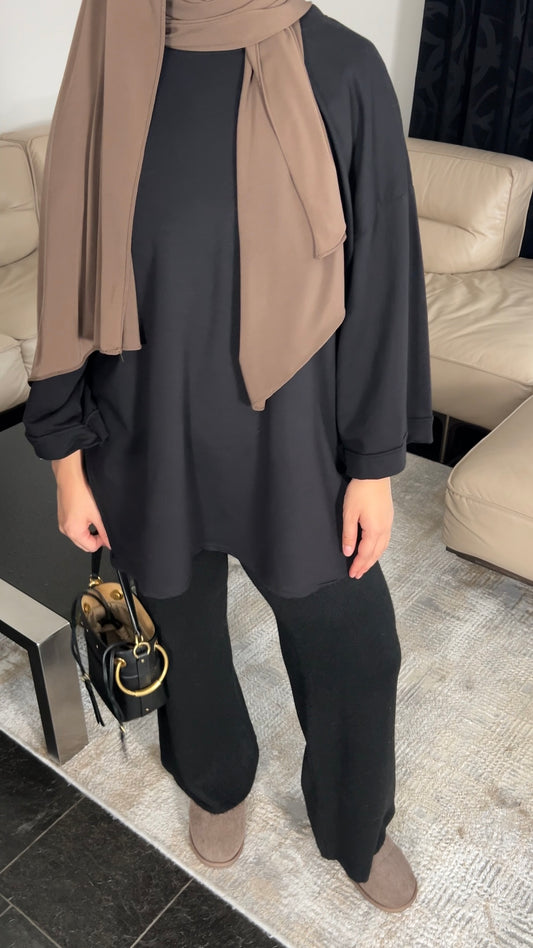 BLACK COTTON LONGSLEEVE