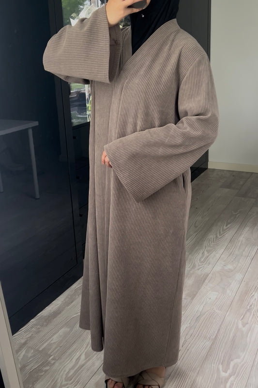 TAUPE RIBBED ABAYA