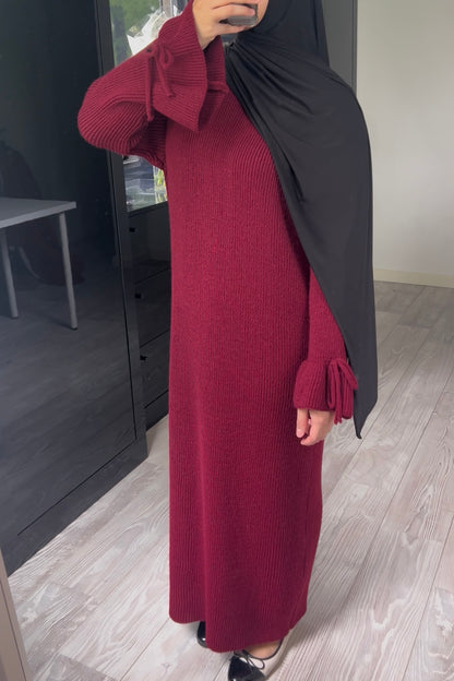 BURGUNDY BOW TIE DRESS
