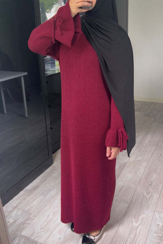 BURGUNDY BOW TIE DRESS