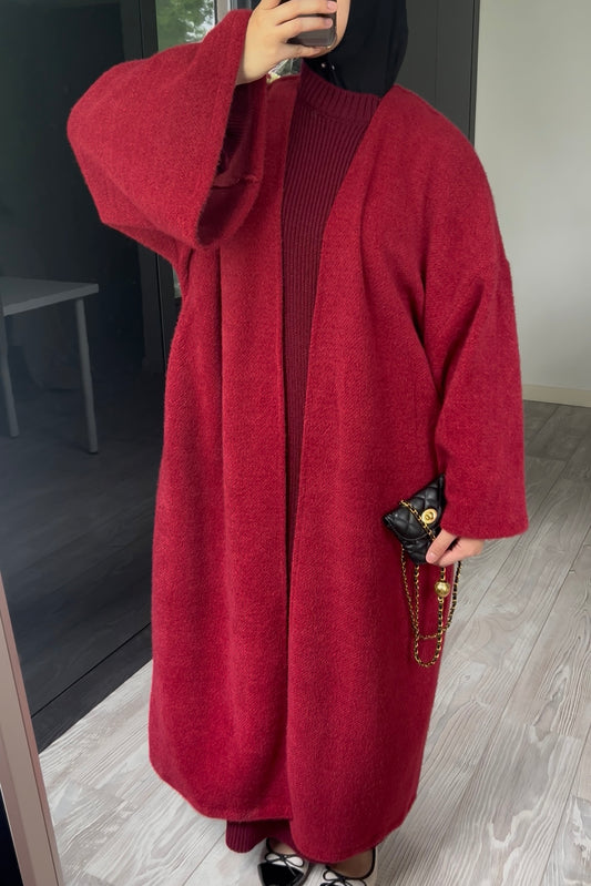 RED TEDDY ABAYA COAT