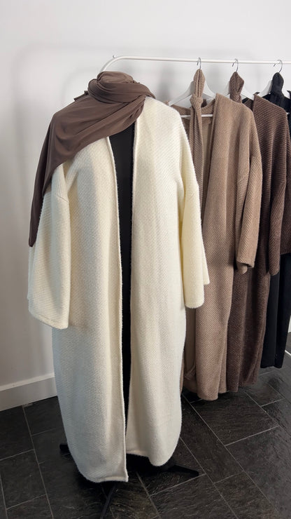 WHITE TEDDY ABAYA COAT