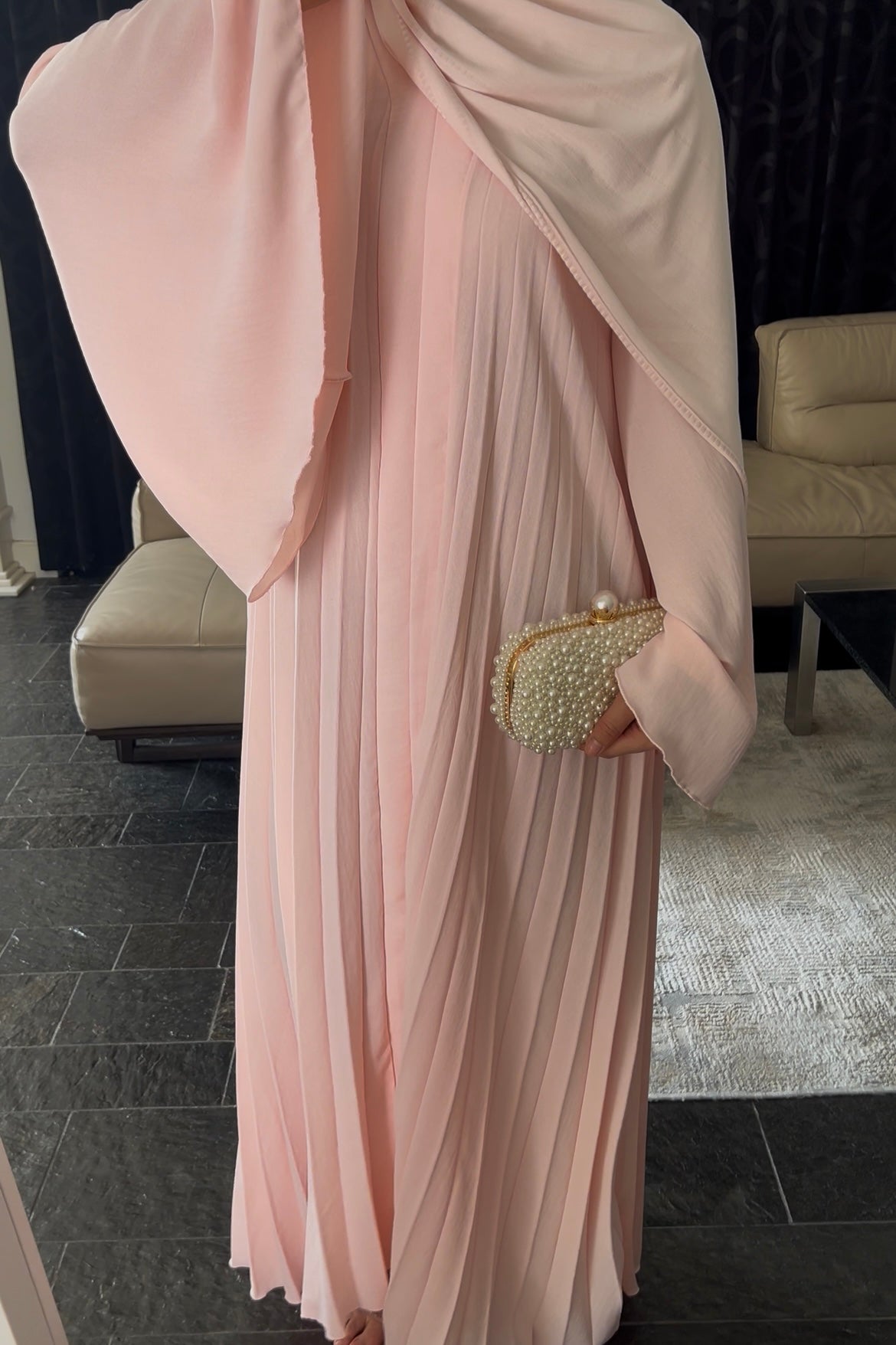 PINK PLEATED DRESS