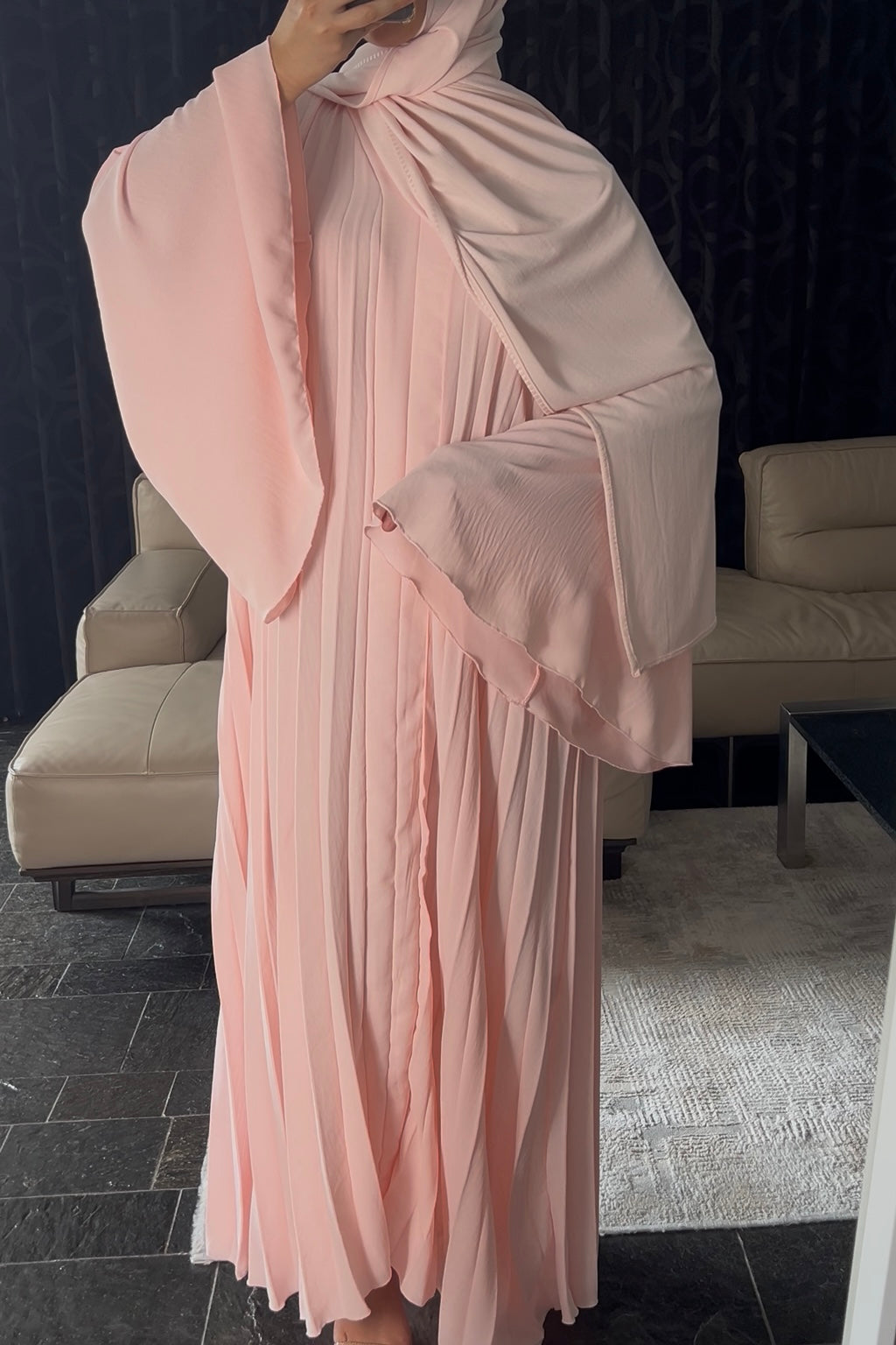 PINK PLEATED DRESS