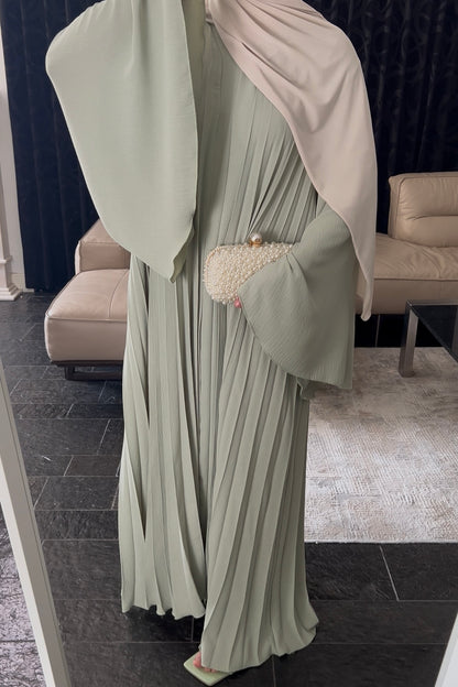 GREEN PLEATED DRESS