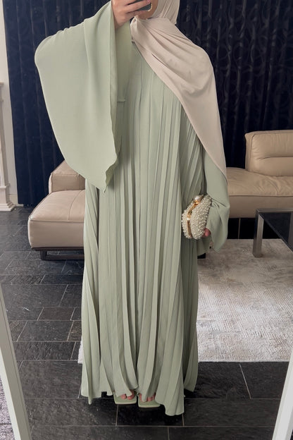 GREEN PLEATED DRESS