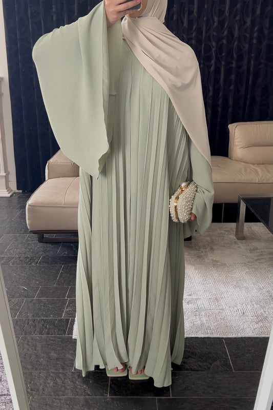 GREEN PLEATED DRESS