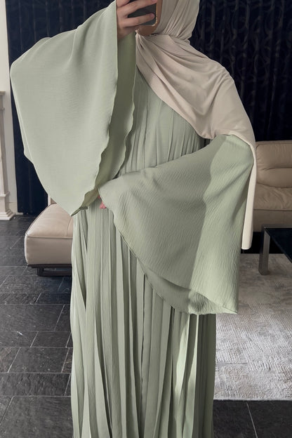 GREEN PLEATED DRESS