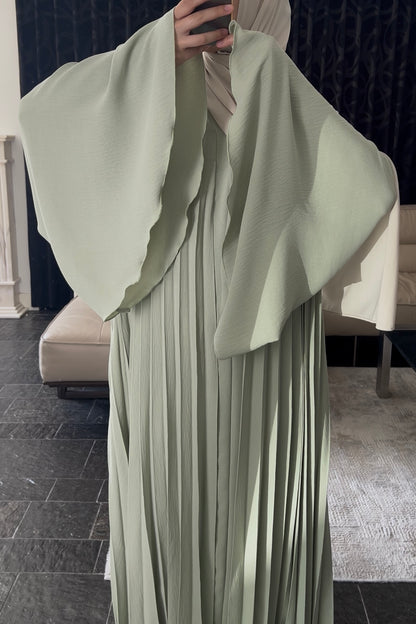 GREEN PLEATED DRESS