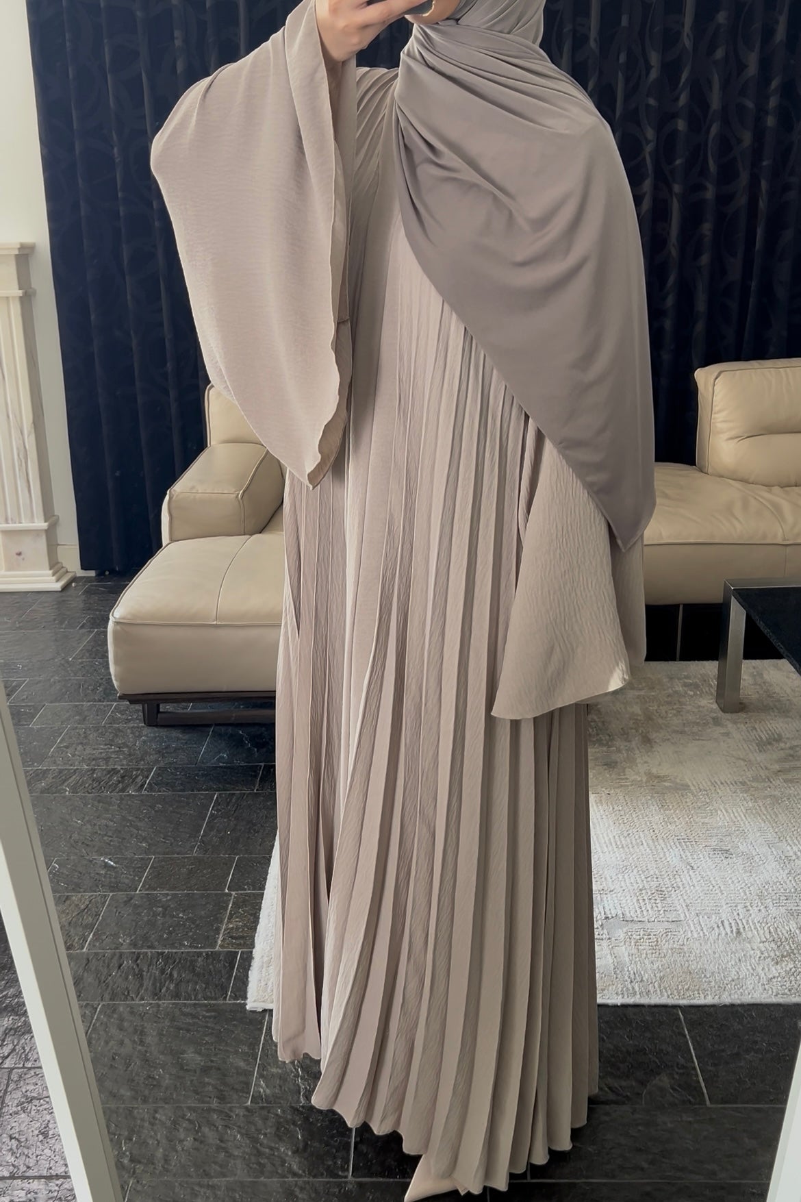 MOCHA PLEATED DRESS