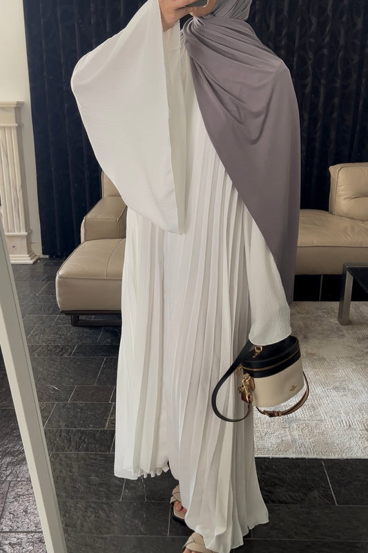 WHITE PLEATED DRESS