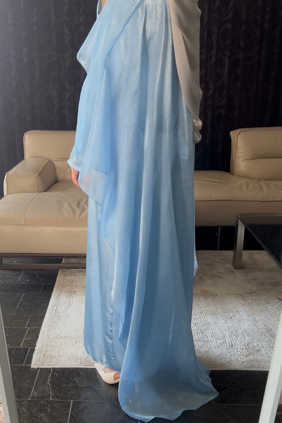 BABY BLUE CAPE DRESS