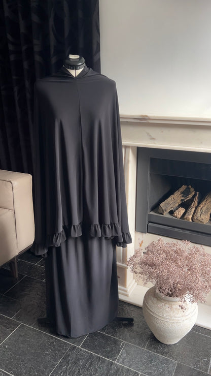 RUFFLE KHIMAR SET BLACK