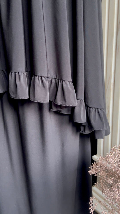 RUFFLE KHIMAR SET BLACK