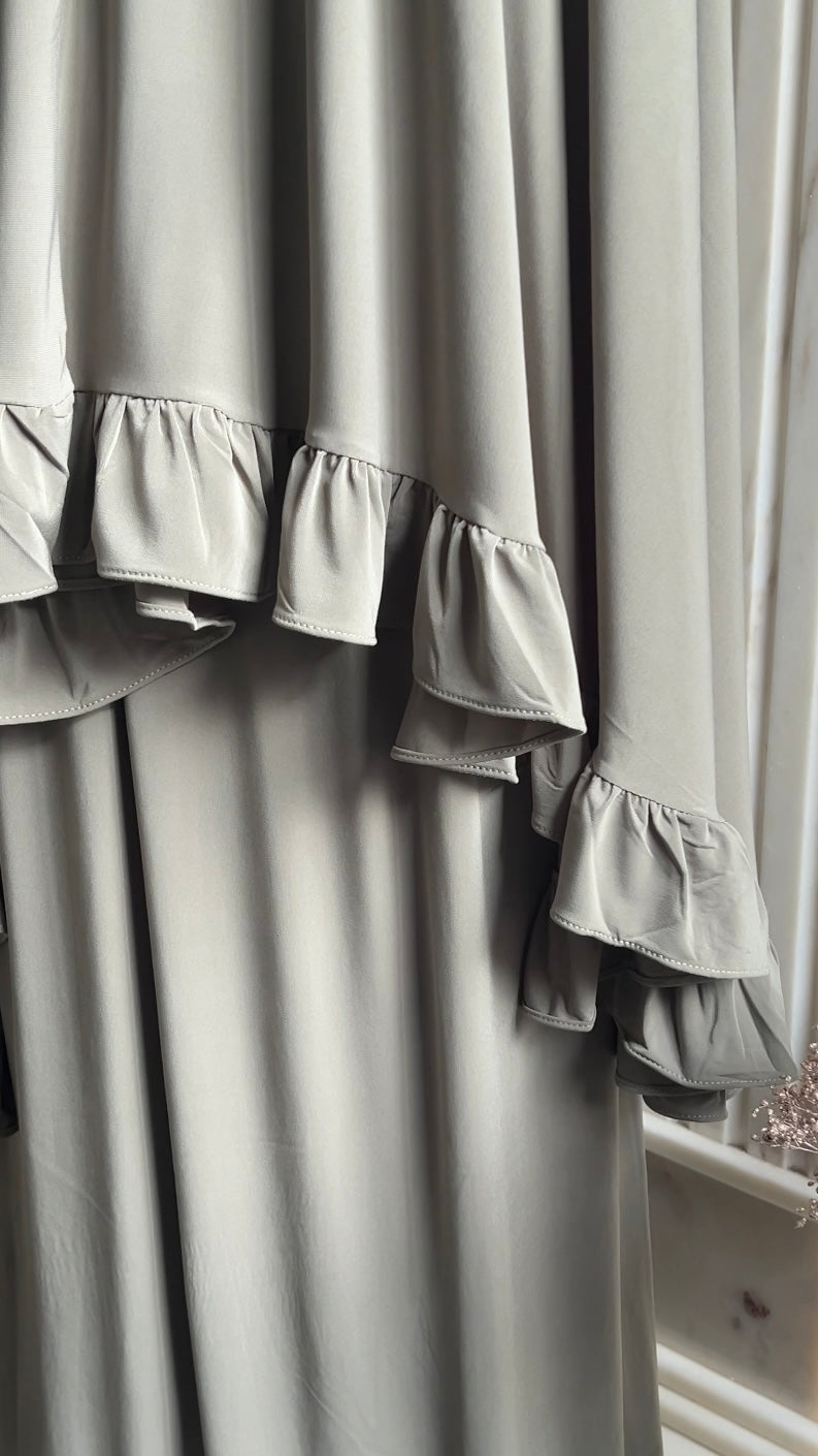 RUFFLE KHIMAR SET KHAKI