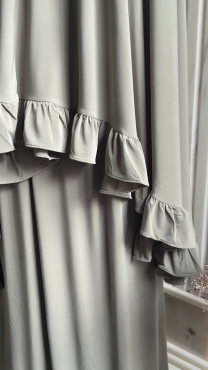 RUFFLE KHIMAR SET KHAKI