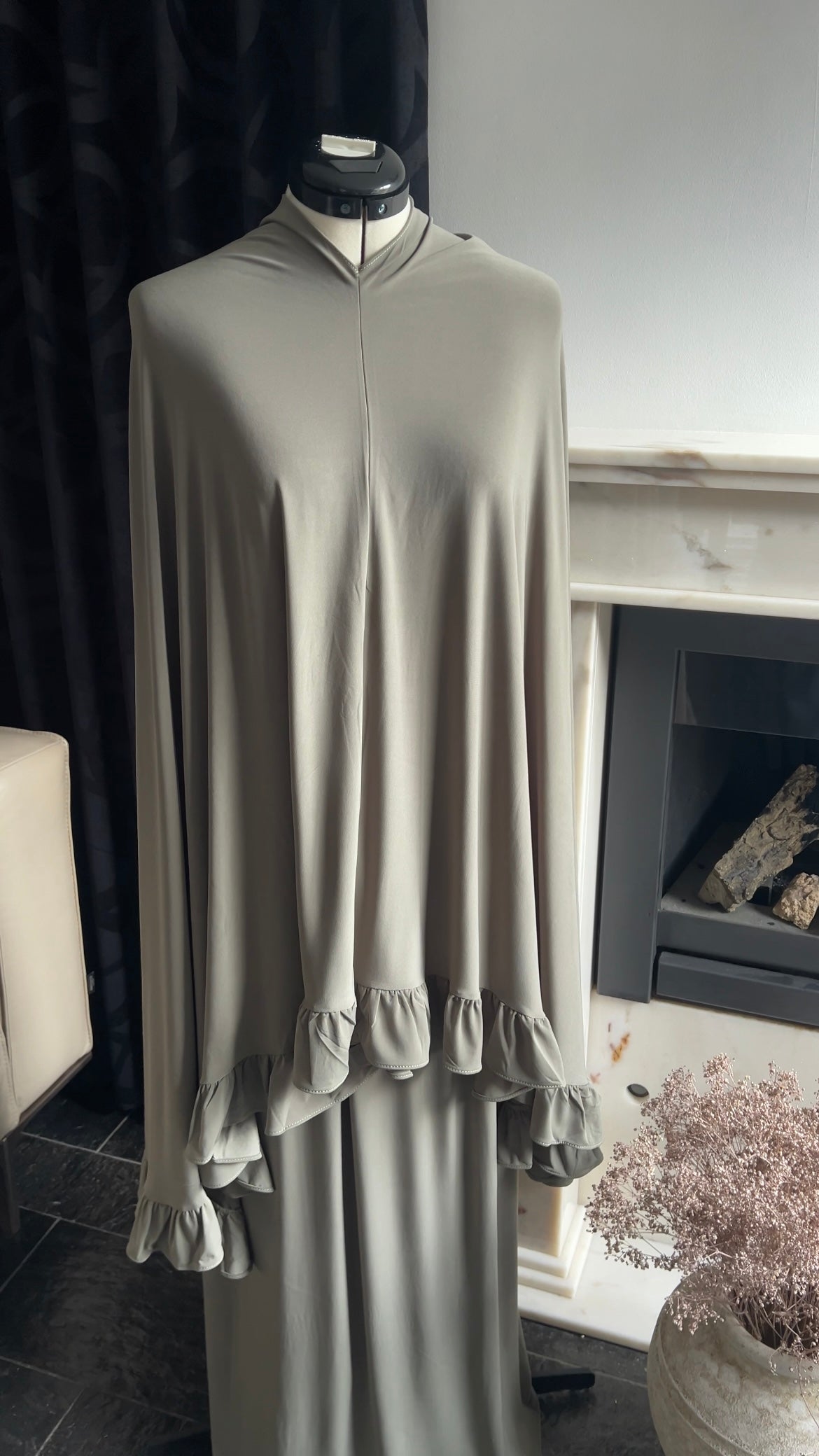 RUFFLE KHIMAR SET KHAKI