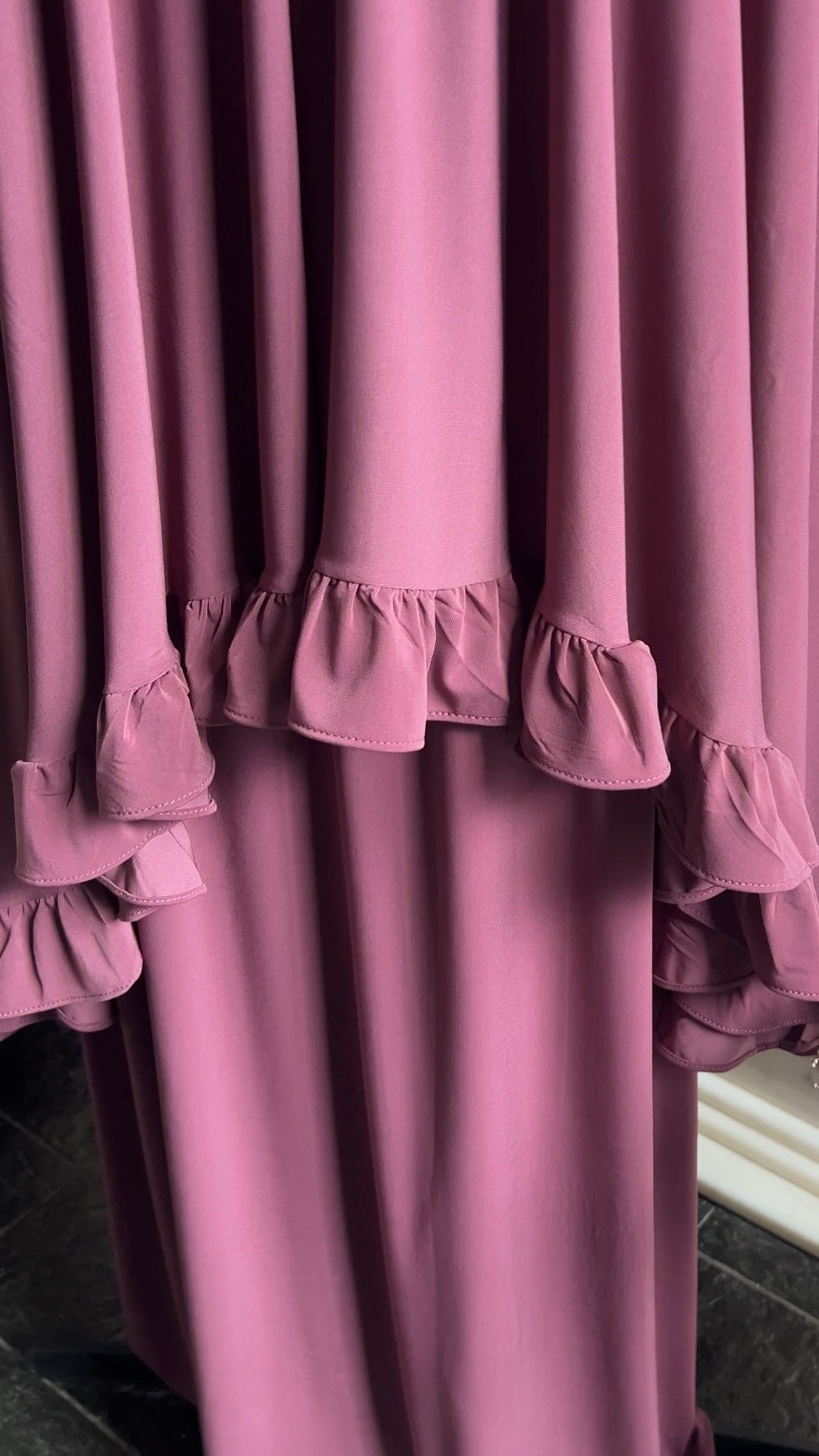 RUFFLE KHIMAR SET CHERRY RED