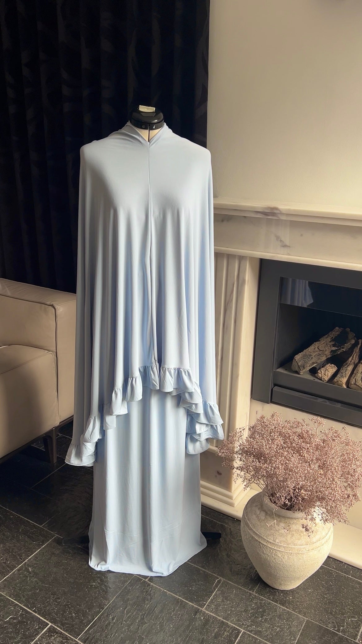 RUFFLE KHIMAR SET BABYBLUE