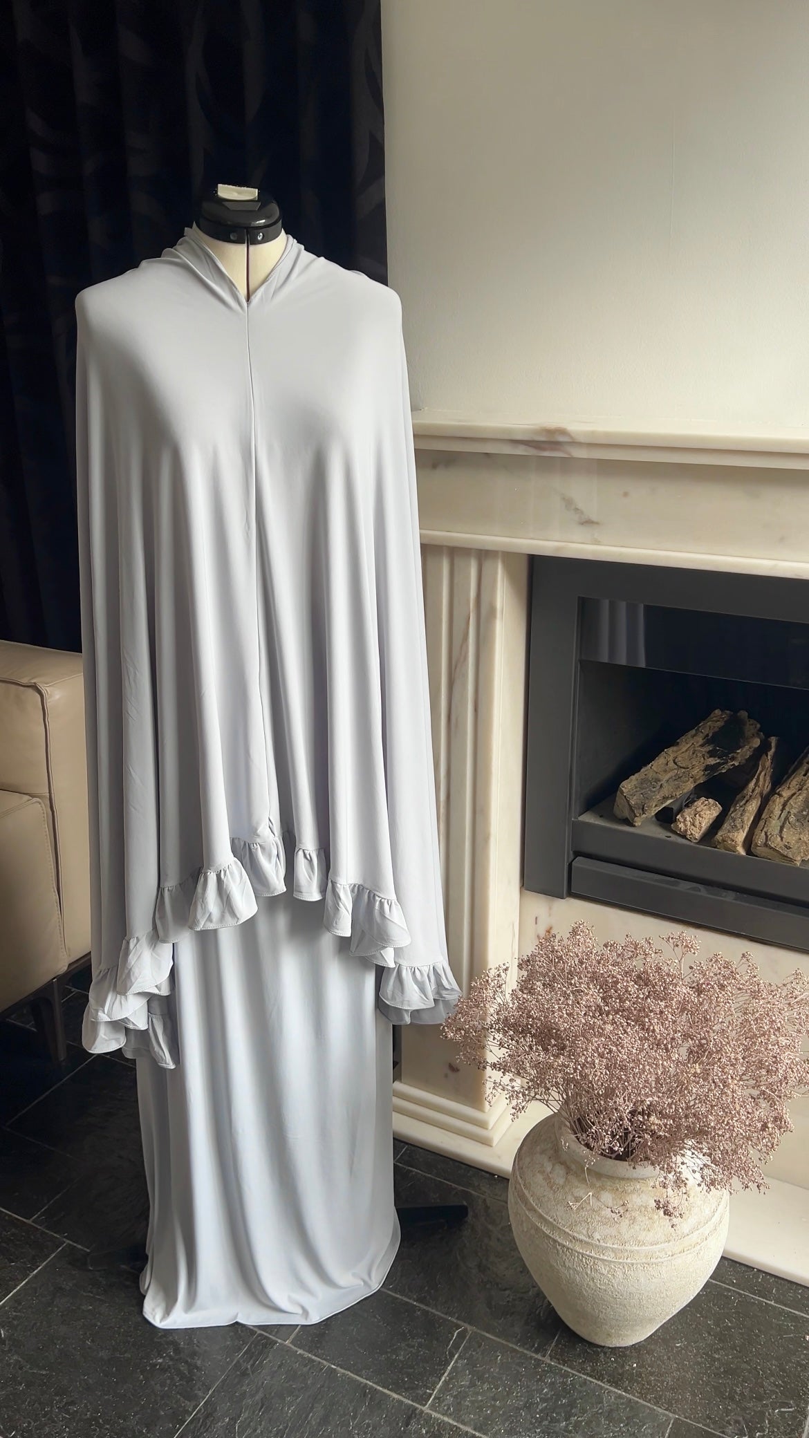 RUFFLE KHIMAR SET ICE BLUE