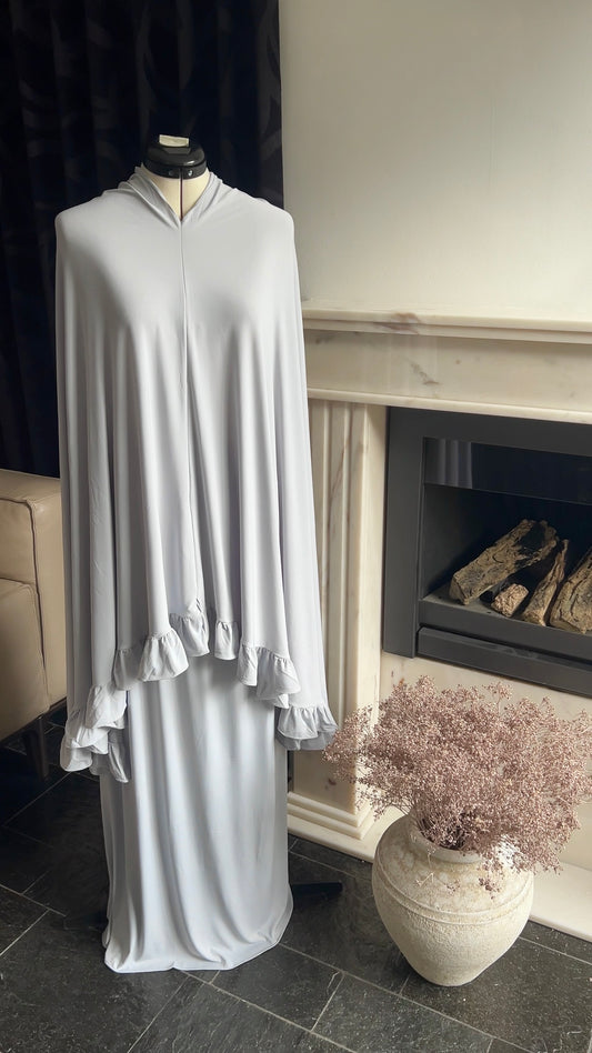 RUFFLE KHIMAR SET ICE BLUE