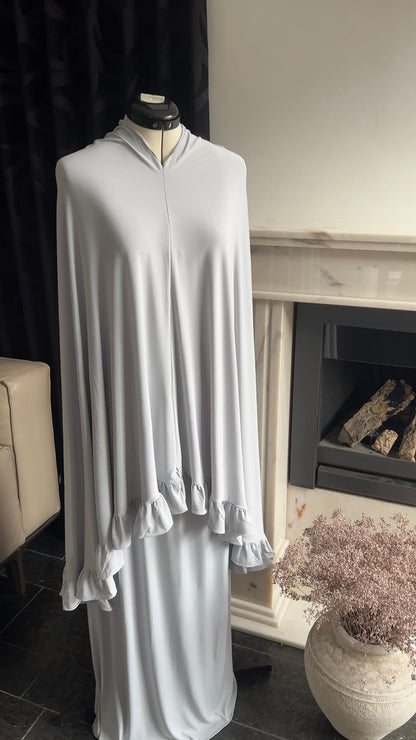 RUFFLE KHIMAR SET ICE BLUE