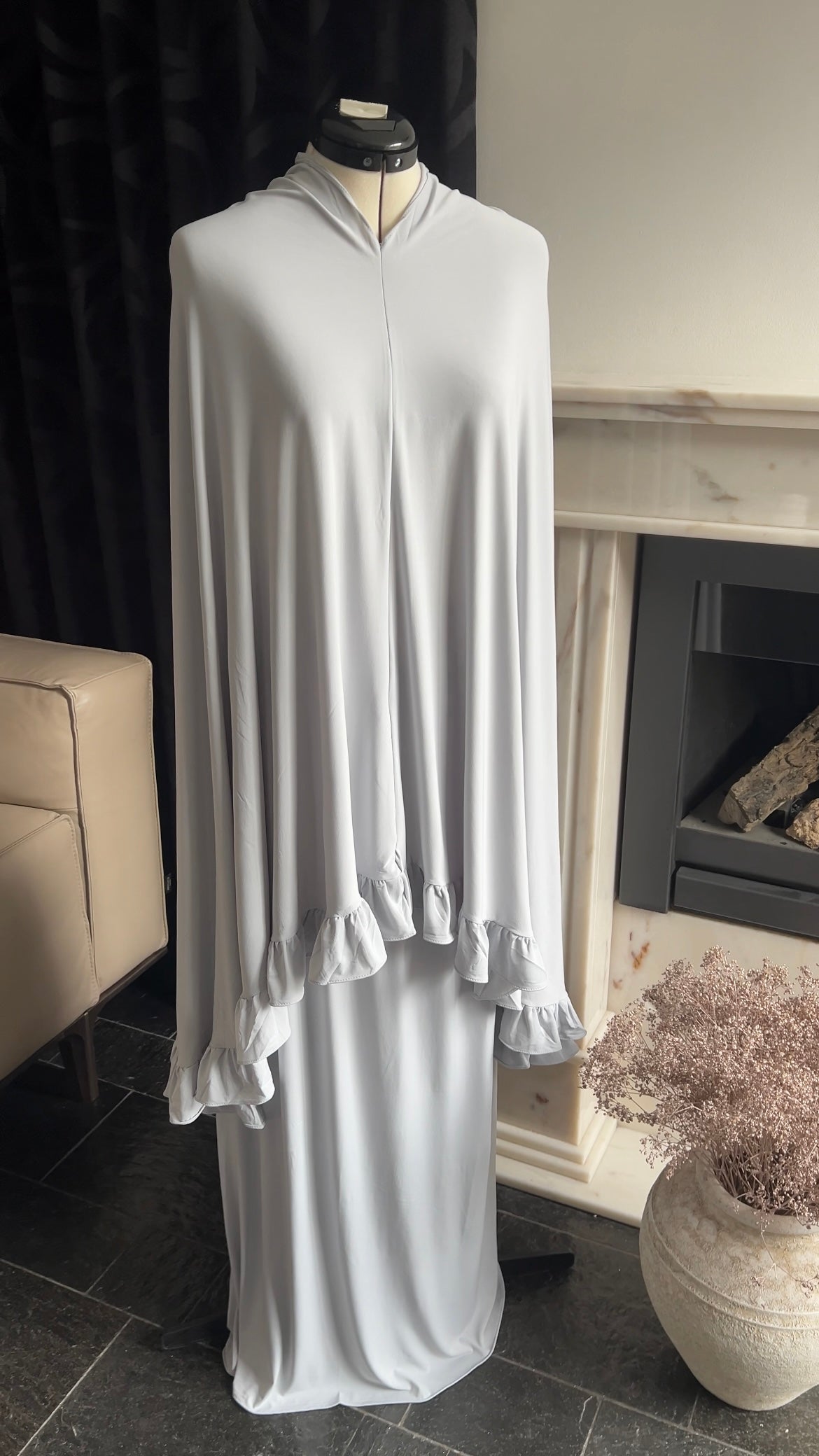 RUFFLE KHIMAR SET ICE BLUE